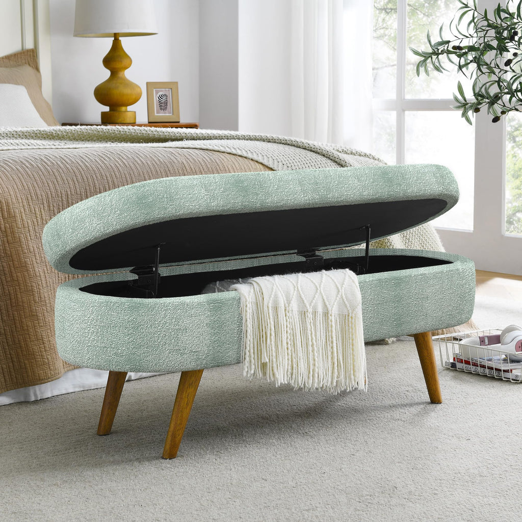 Oval Storage Bench with Rubber Wood Legs G86844