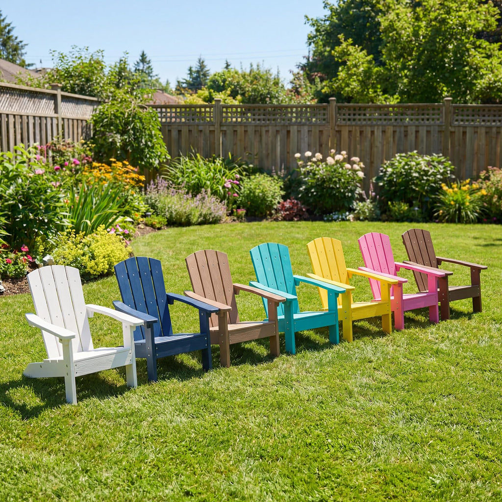 Kids Adirondack Chair, Plastic Toddler Lawn Chair, All-Weather Outdoor Chairs, Turquoise Z5667