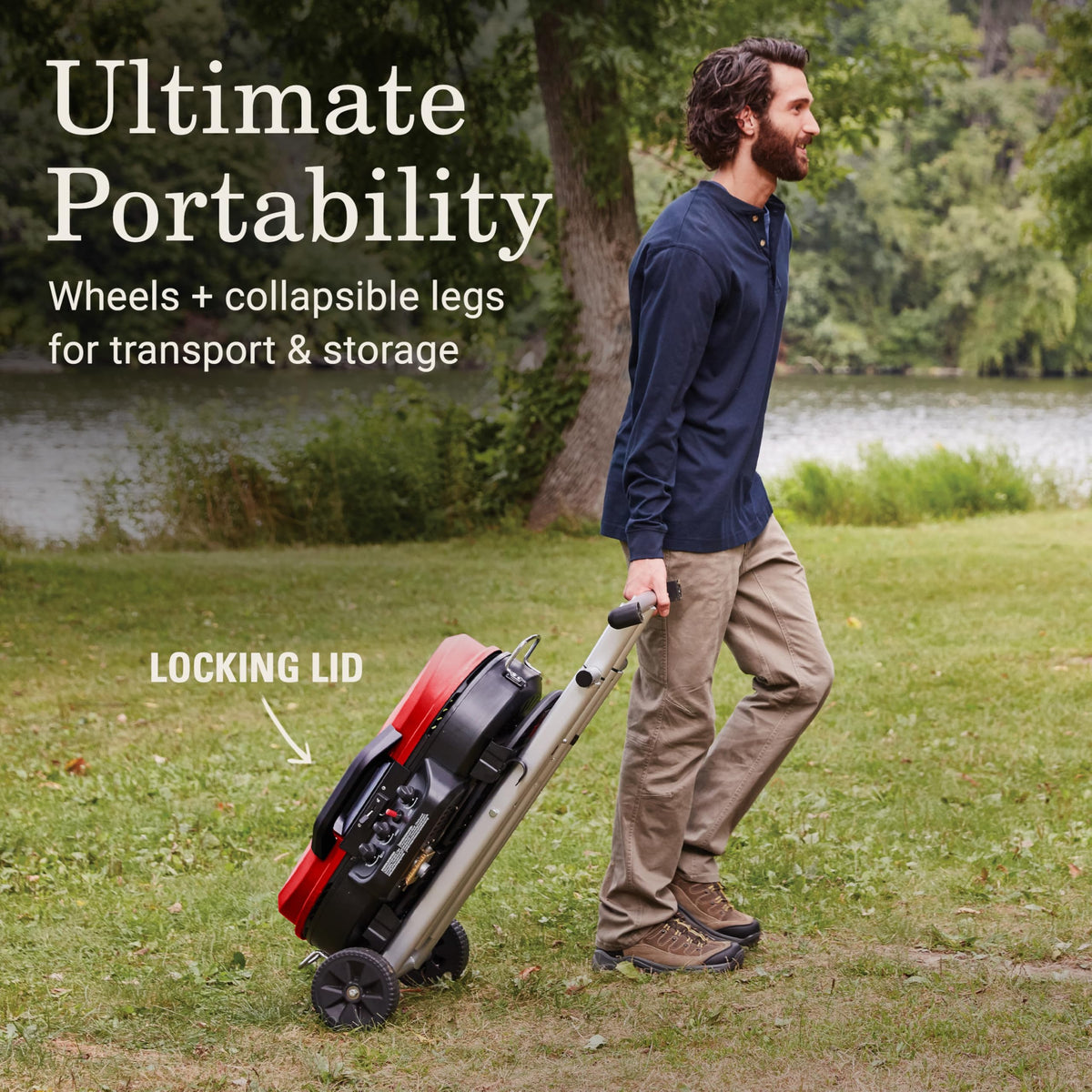 Portable Propane Grill, 3 Burners, Red S350885