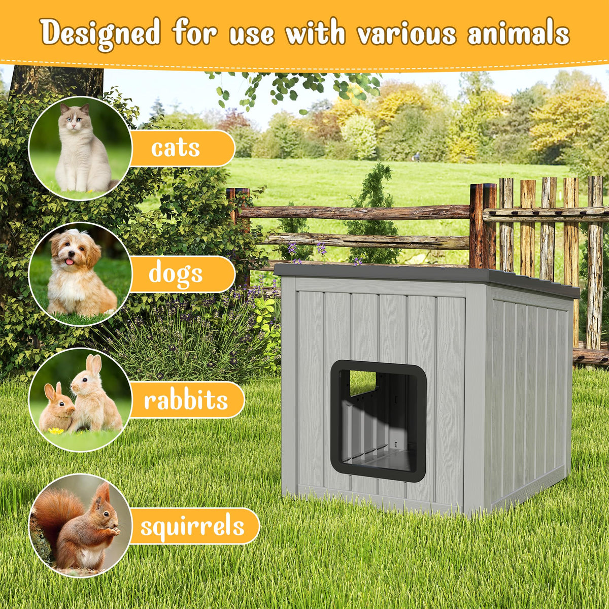 Weatherproof Insulated Resin Outdoor Cat House B52383