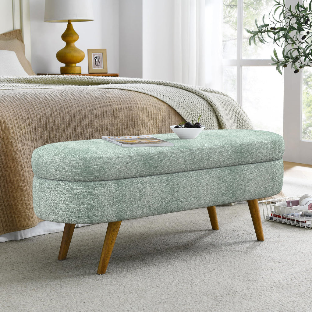 Oval Storage Bench with Rubber Wood Legs G86844