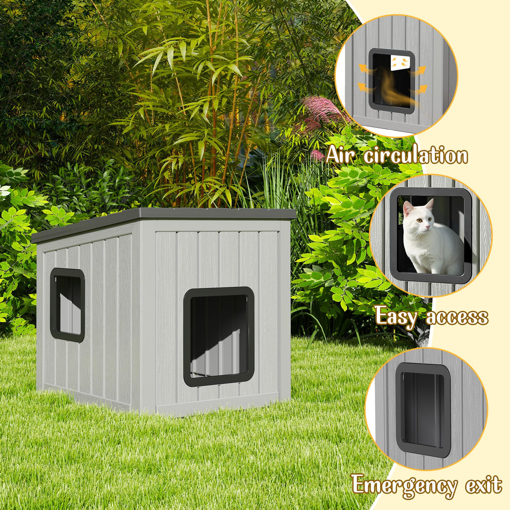 Weatherproof Insulated Resin Outdoor Cat House B52383